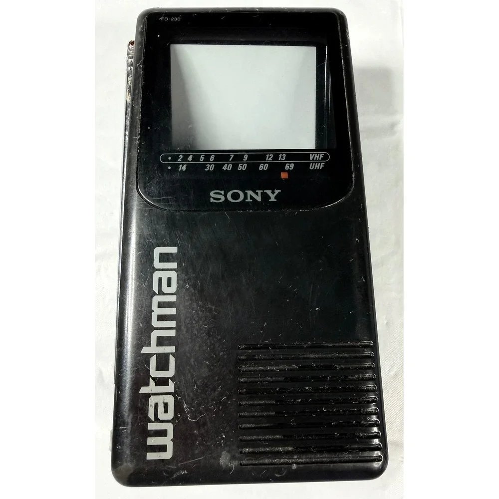 Sony Watchman FD-230 Portable B&W TV Handheld Television 1990 Vintage Black